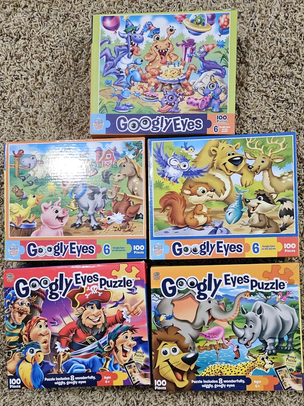 Kids Puzzle Set - Five Googly Eyed Puzzles